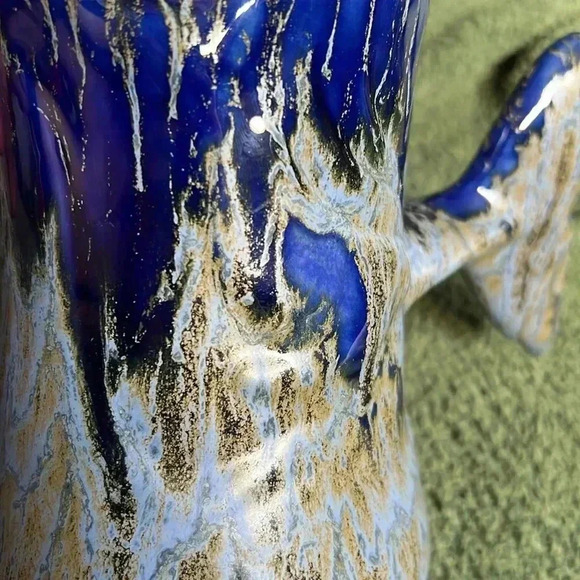 Whale Tail Mug Doug Wylie Pottery Handmade Cobalt Blue Fat Drip Glaze 1981 - Picture 16 of 16